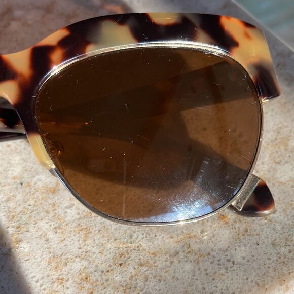 Zac Posen Kouka tortoise shell gold rim sunglasses with hard case brown lenses